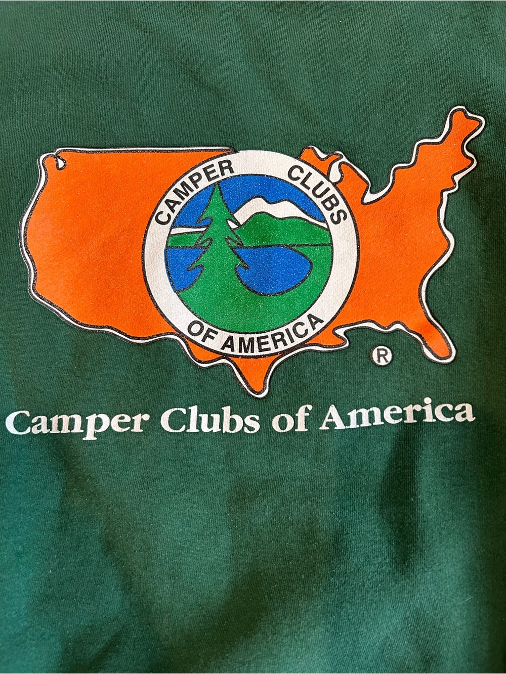 Camper Clubs‎ of America Sweatshirt Green Hanes Ultimate Cotton Vintage USA Map - Picture 3 of 11